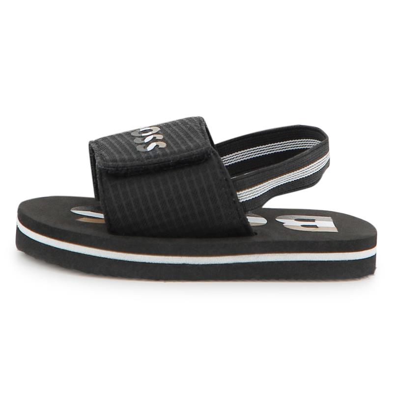 Hugo Boss Baby - Sandals With Hook And Loop Closure And Elastic Ankle Strap, Black Image 2