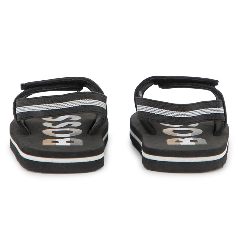 Hugo Boss Baby - Sandals With Hook And Loop Closure And Elastic Ankle Strap, Black Image 3