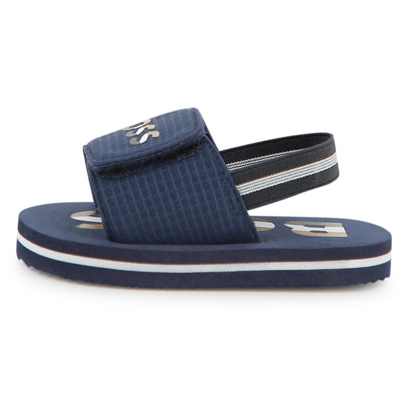 Hugo Boss Baby - Sandals With Hook And Loop Closure And Elastic Ankle Strap. Navy Image 2