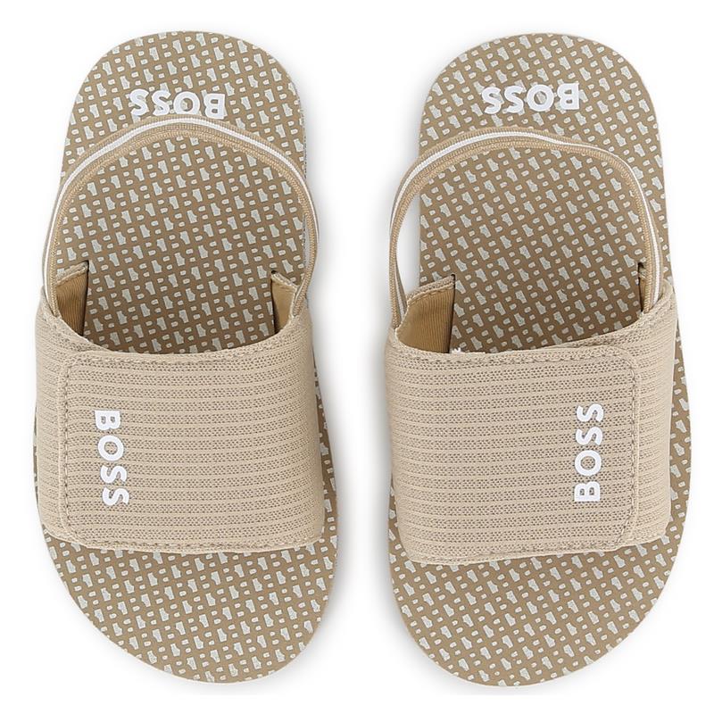 Hugo Boss Baby - Sandals With Hook And Loop Closure And Elastic Ankle Strap Stone Image 3