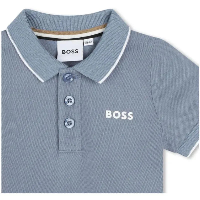 Hugo Boss Baby - Short Sleeve Pique Polo, Blue Image 3
