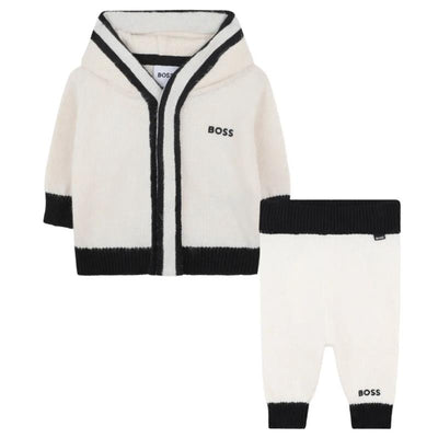 Hugo Boss Baby - Unisex Hooded Cardigan & Pants Set, Off White Image 1