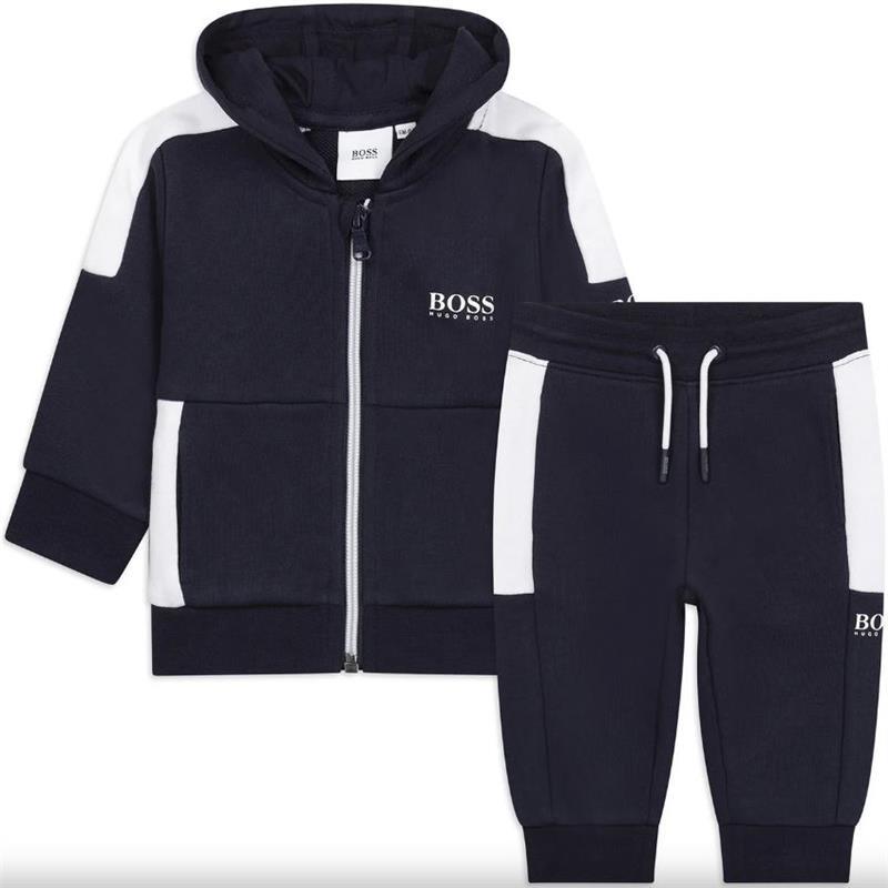 Hugo Boss Baby - Boy Logo Print Hooded Tracksuit Set, Navy Image 1