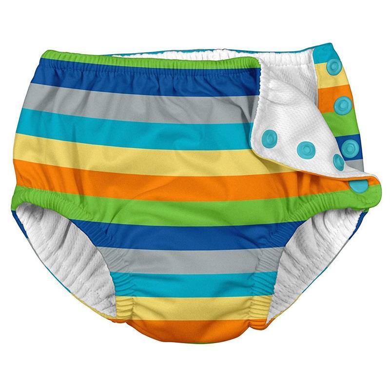 i play Snap Reusable Absorbent Swimsuit Diaper, Gray Multistripe Image 1