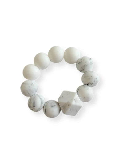 Sweet P Baby Co. Marble Freezer Teether featuring white and marble patterned beads