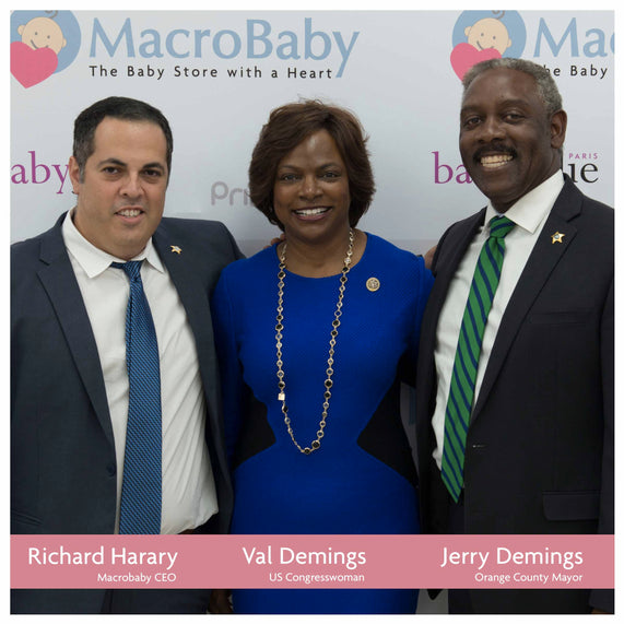 Richard Harary, Orange County Mayor Jerry Demings and Val Demings at MacroBaby