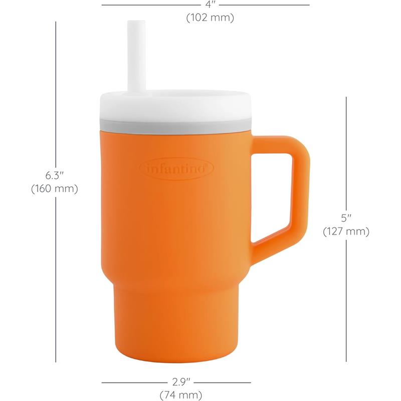 Infantino - My 1St Tumbler - Soft Silicone 9 Oz, Creamsicle Image 2