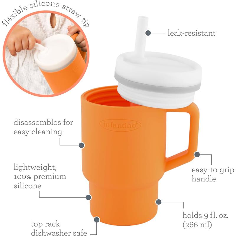 Infantino - My 1St Tumbler - Soft Silicone 9 Oz, Creamsicle Image 9