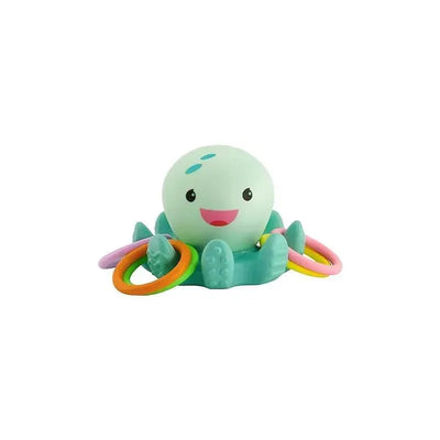 Light-up octopus toy with colorful rings, designed for infants to enhance play and motor skills.