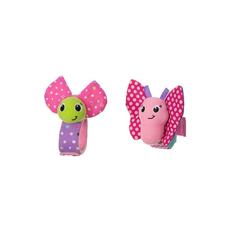 Infantino Wrist Rattles, Butterfly and Lady Bug, Pink/Green/Purple Image 1