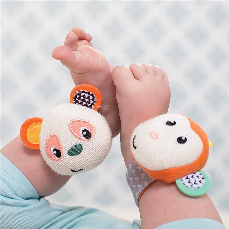 Infantino Wrist Rattles Monkey & Panda, Multicolor Image 5