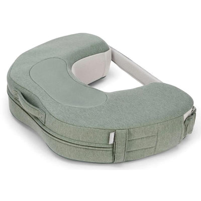 Inglesina Elysia Nursing Pillow in Balance Green, featuring a curved design and soft fabric for comfortable feeding support.