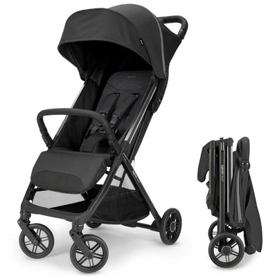 Compact Inglesina Quid³ lightweight stroller in Cosmic Black, featuring a foldable design and safety harness.