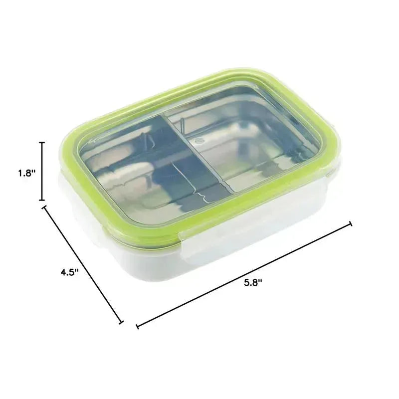 Innobaby - Keepin' Fresh Stainless Steel Divided Bento Snack Box, 11 oz, Green Image 2