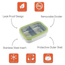 Innobaby - Keepin' Fresh Stainless Steel Divided Bento Snack Box, 11 oz, Green Image 5