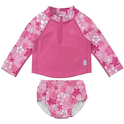 Iplay - 2Pc Rashguard Set With Reusable Swim Diaper, Pink Hawaiian Turtle Image 1