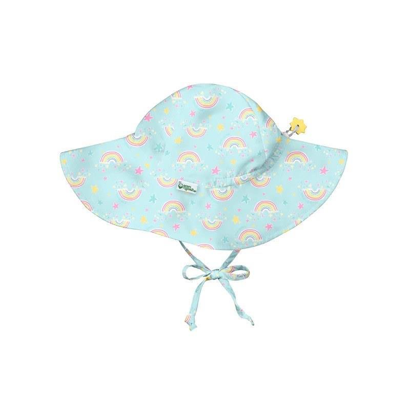 Iplay - Baby Girl Brim Sun Protection Hat, Aqua Rainbows Image 1