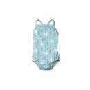 Iplay - Baby Girl Classic Swimsuit with Built-in Reusable Absorbent Swim Diaper, Light Aqua Swan Image 1
