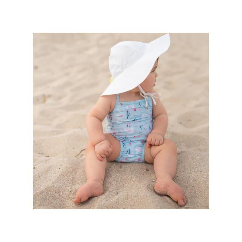 Iplay - Baby Girl Classic Swimsuit with Built-in Reusable Absorbent Swim Diaper, Light Aqua Swan Image 2
