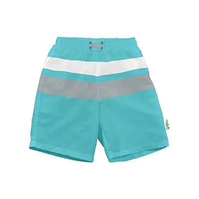 Iplay - Color Block Trunks With Built-In Reusable Absorbent Swim Diaper, Aqua Gray Image 1