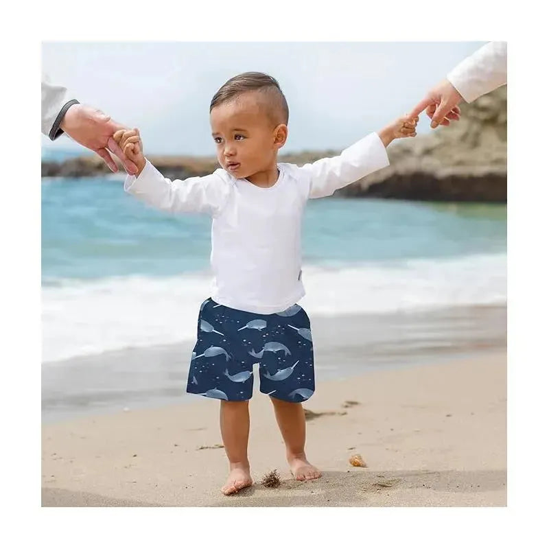 Iplay - Eco Swim Trunks With Built-In Swim Diaper, Navy Narwhal Image 2