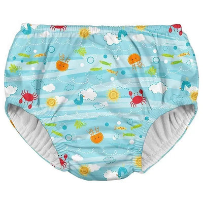 Iplay - Fun Pull-Up Reusable Absorbent Swimsuit Diaper, Light Aqua Sea Friends Image 1