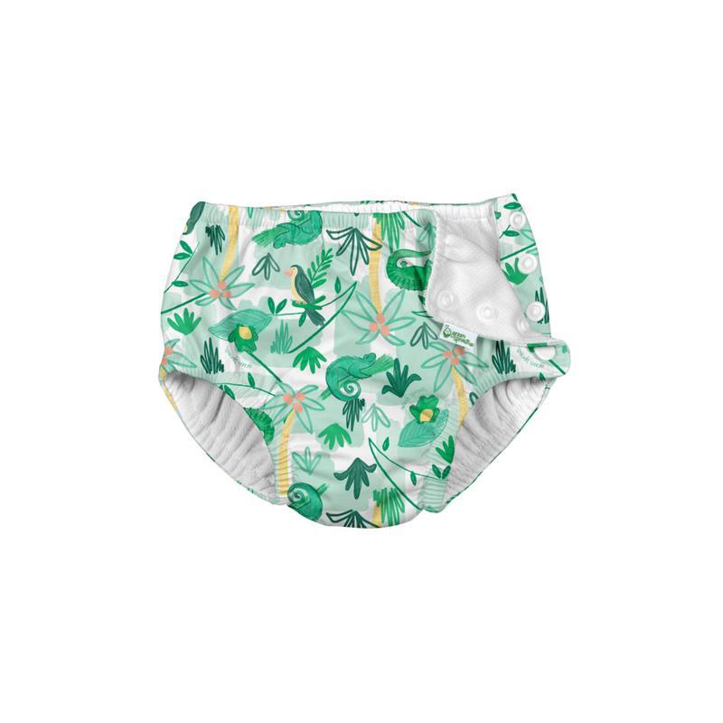 Iplay - Snap Reusable Absorbent Swimsuit Diaper, Green Tropical Jungle Image 1