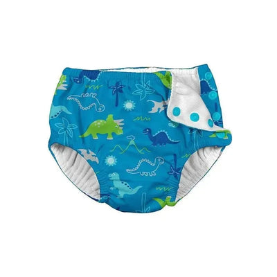 Iplay - Snap Reusable Absorbent Swimsuit Diaper, Light Aqua Dinosaurs Image 1