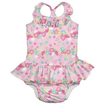 Iplay - Swimsuit With Built-In Reusable Absorbent Swim Diaper, Light Pink Dragonfly Floral Image 1