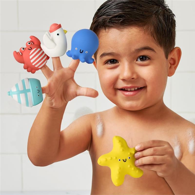 Itzy Ritzy - 5Pk Bath Finger Puppets Set, Seaside Image 2