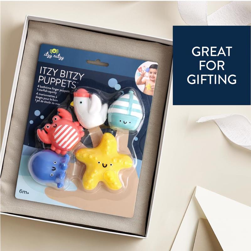 Itzy Ritzy - 5Pk Bath Finger Puppets Set, Seaside Image 6