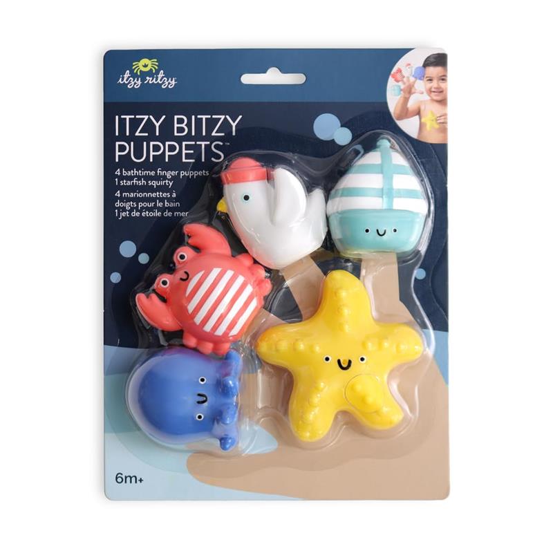 Itzy Ritzy - 5Pk Bath Finger Puppets Set, Seaside Image 8