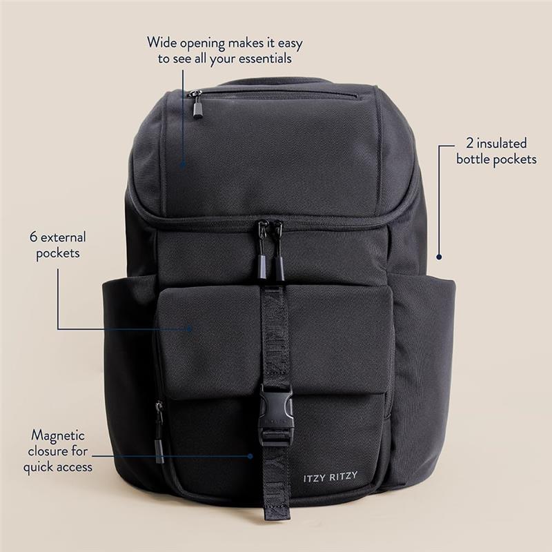 Itzy Ritzy - Belong Bucket Backpack™ Modern Unisex Backpack Black Image 2