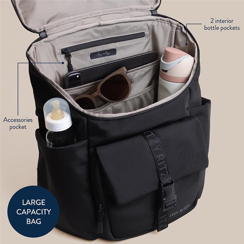 Itzy Ritzy - Belong Bucket Backpack™ Modern Unisex Backpack Black Image 6