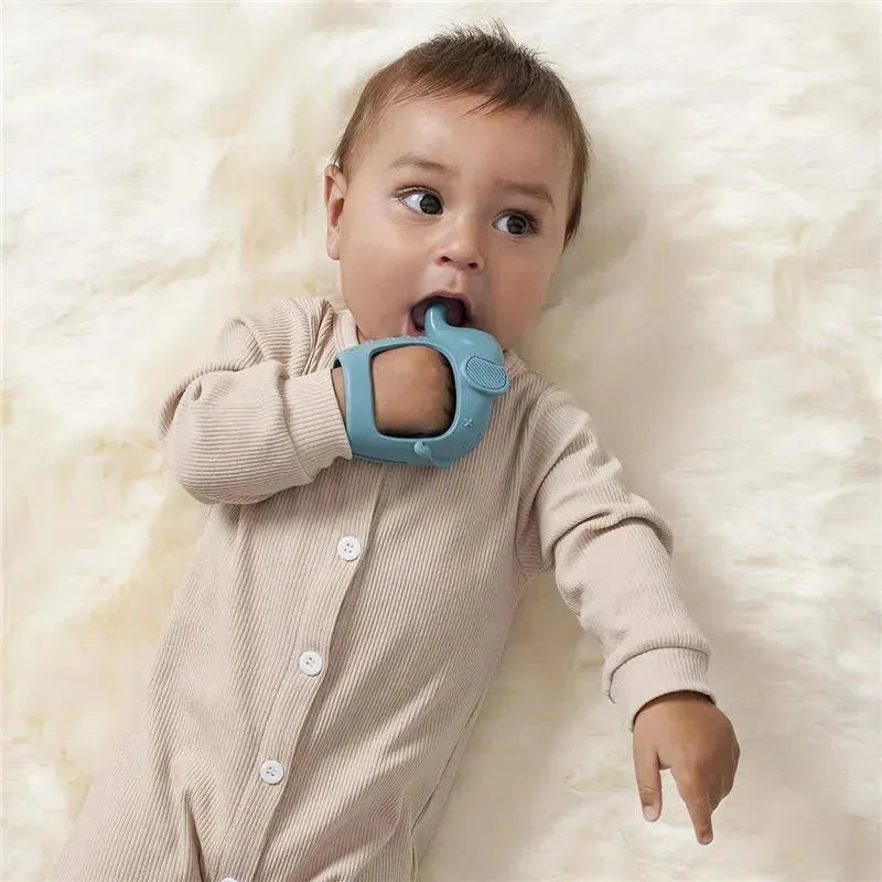 Itzy Ritzy - Bitzy Grip Silicone Developmental Teether with Easy-to-Hold Hand Grip, Elephant Image 5