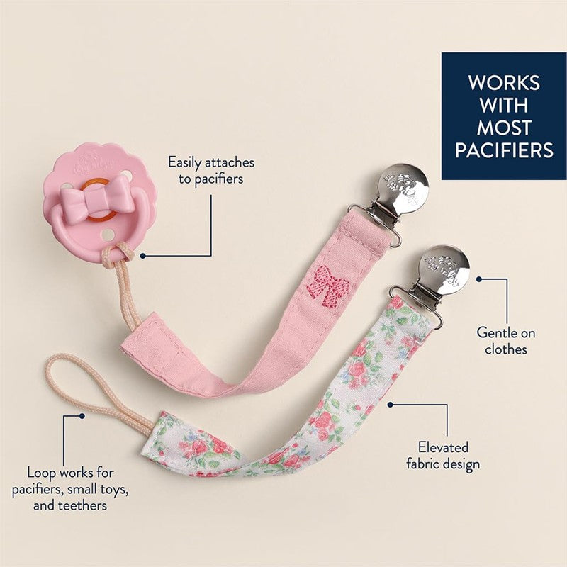 Itzy Ritzy Clip 2-Pack Fabric Pacifier Clips - Bows Image 4