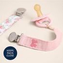 Itzy Ritzy Clip 2-Pack Fabric Pacifier Clips - Bows Image 5