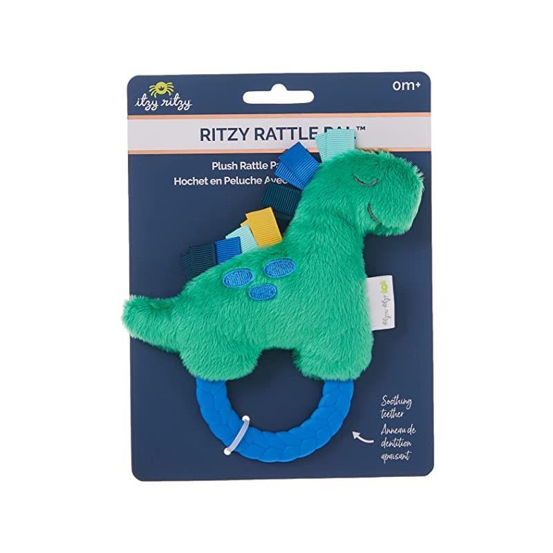 Itzy Ritzy - Plush Rattle Pal With Teether Dino Image 2