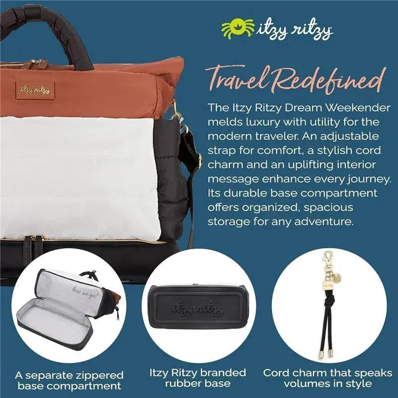 Itzy Ritzy - Dream Weekender Bag, Coffee & Cream Image 3
