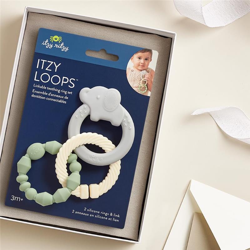 Itzy Ritzy - Linkable Teething Ring Set, Elephant Image 3