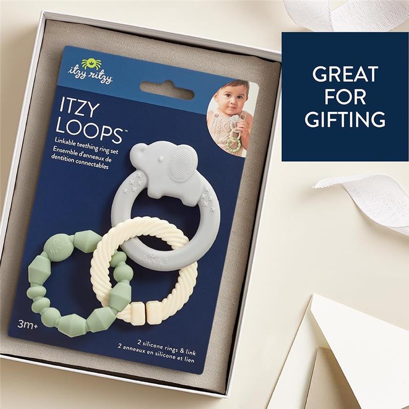 Itzy Ritzy - Linkable Teething Ring Set, Elephant Image 6