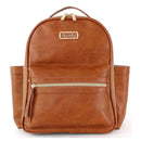 Itzy Ritzy - Chic Mini Diaper Bag Backpack with Vegan Leather, Cognac Image 1