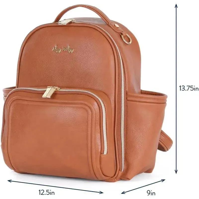 brown leather baby bag backpack Itzy Ritzy Mini Plus Diaper Bag