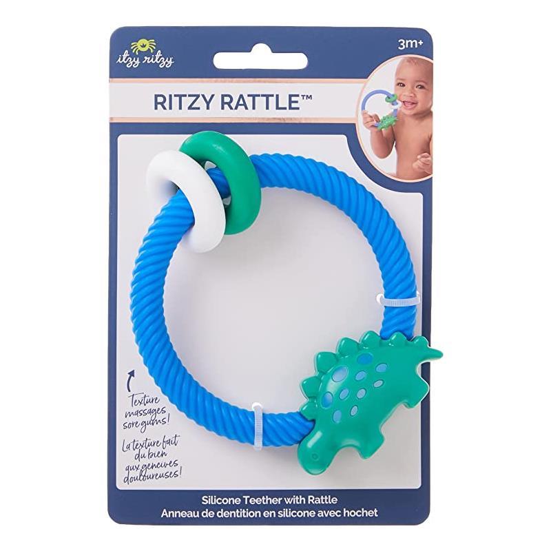 Itzy Ritzy Rattle With Teething Ring-Dinosaur Image 4