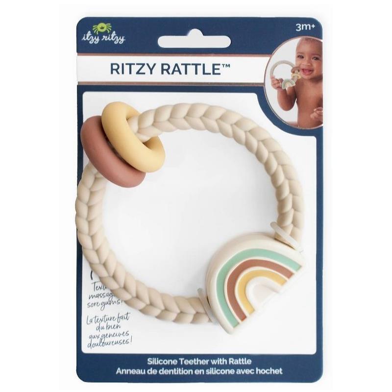 Itzy Ritzy Rattle With Teething Rings- Rainbow Image 3