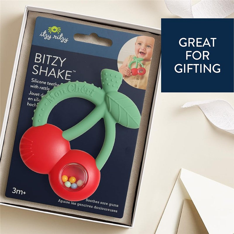 Itzy Ritzy Shake Silicone Teether with Rattle - Cherries Image 6