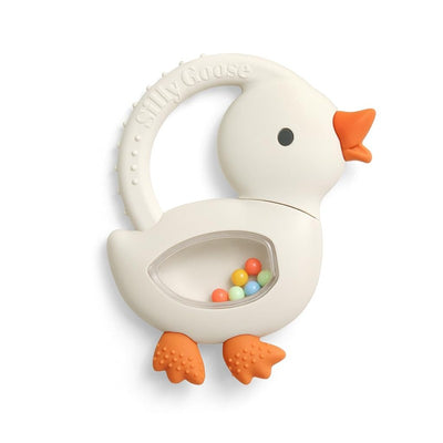 Itzy Ritzy Shake Silicone Teether with Rattle - Gracie the Goose Image 1