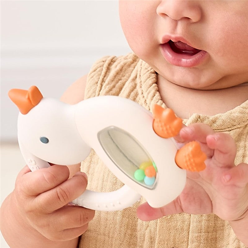 Itzy Ritzy Shake Silicone Teether with Rattle - Gracie the Goose Image 3