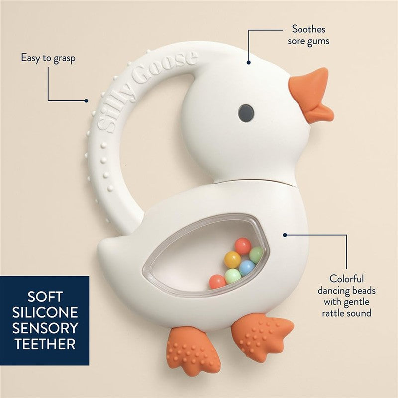 Itzy Ritzy Shake Silicone Teether with Rattle - Gracie the Goose Image 4