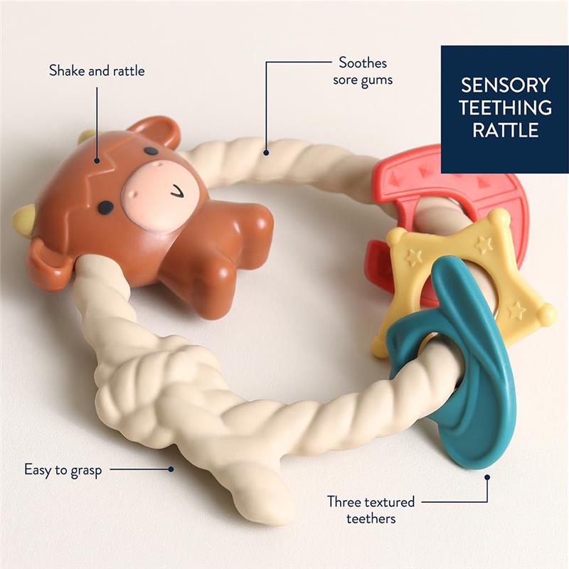 Itzy Ritzy - Silicone Teether with Rattle, Highland Cow Image 3